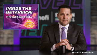 A silhouette of Usher wearing sunglasses and holding his right hand up